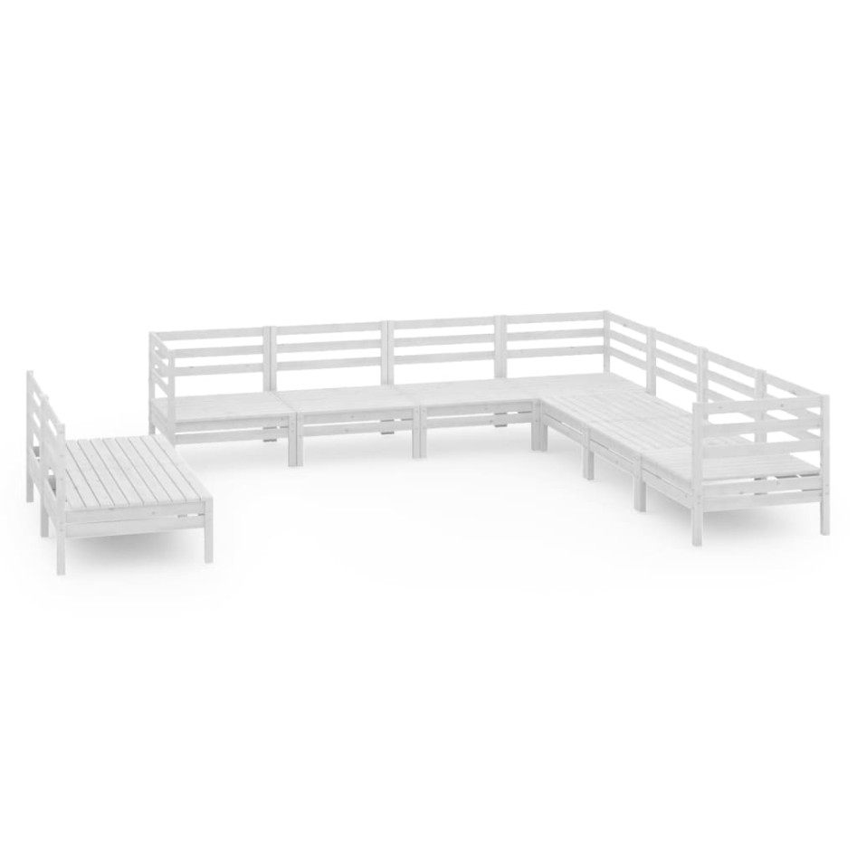 Juego de muebles de jardín 9 piezas madera maciza pino