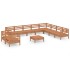 Juego muebles de jardín 11 pzas madera maciza pino marrón