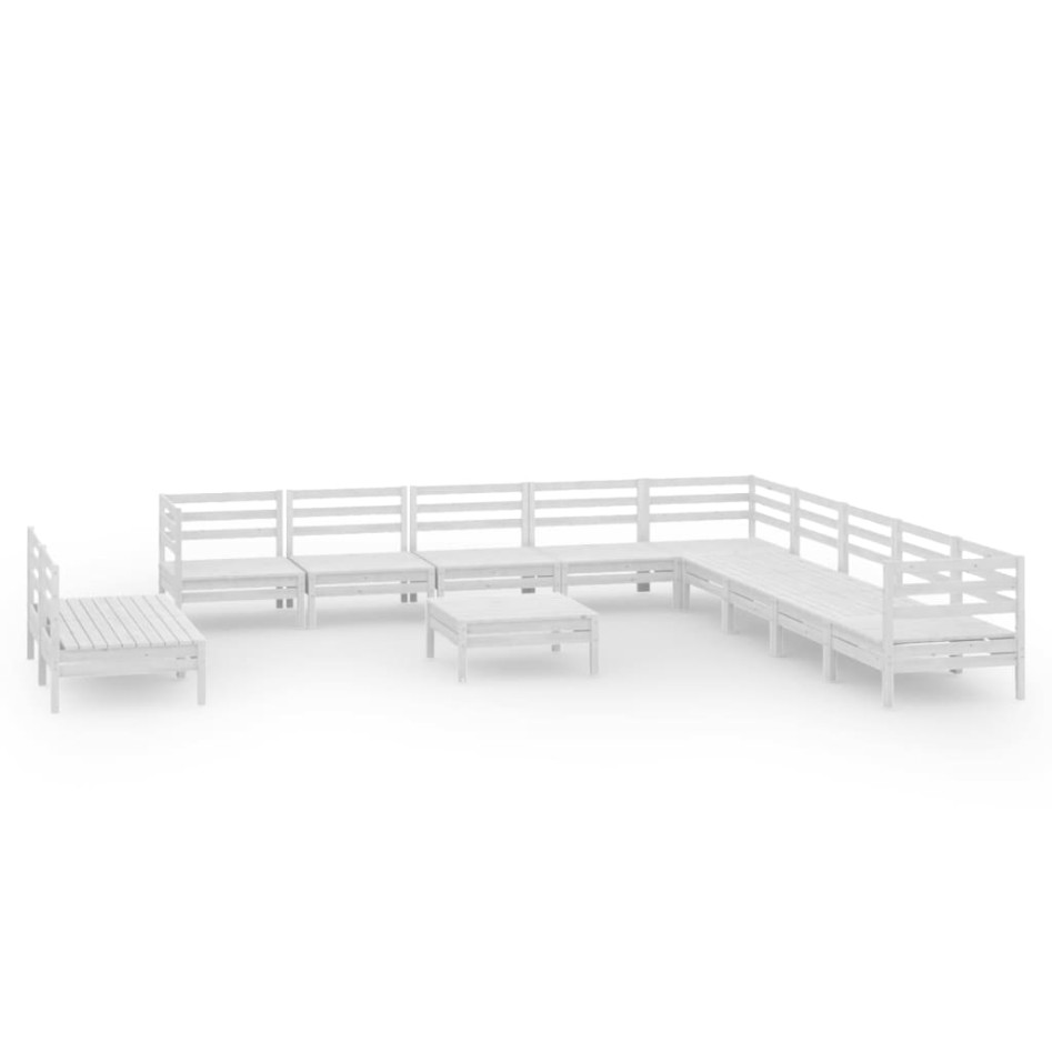 Juego de muebles de jardín 12 piezas madera maciza pino