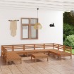 Juego muebles de jardín 10 pzas madera maciza pino marrón miel