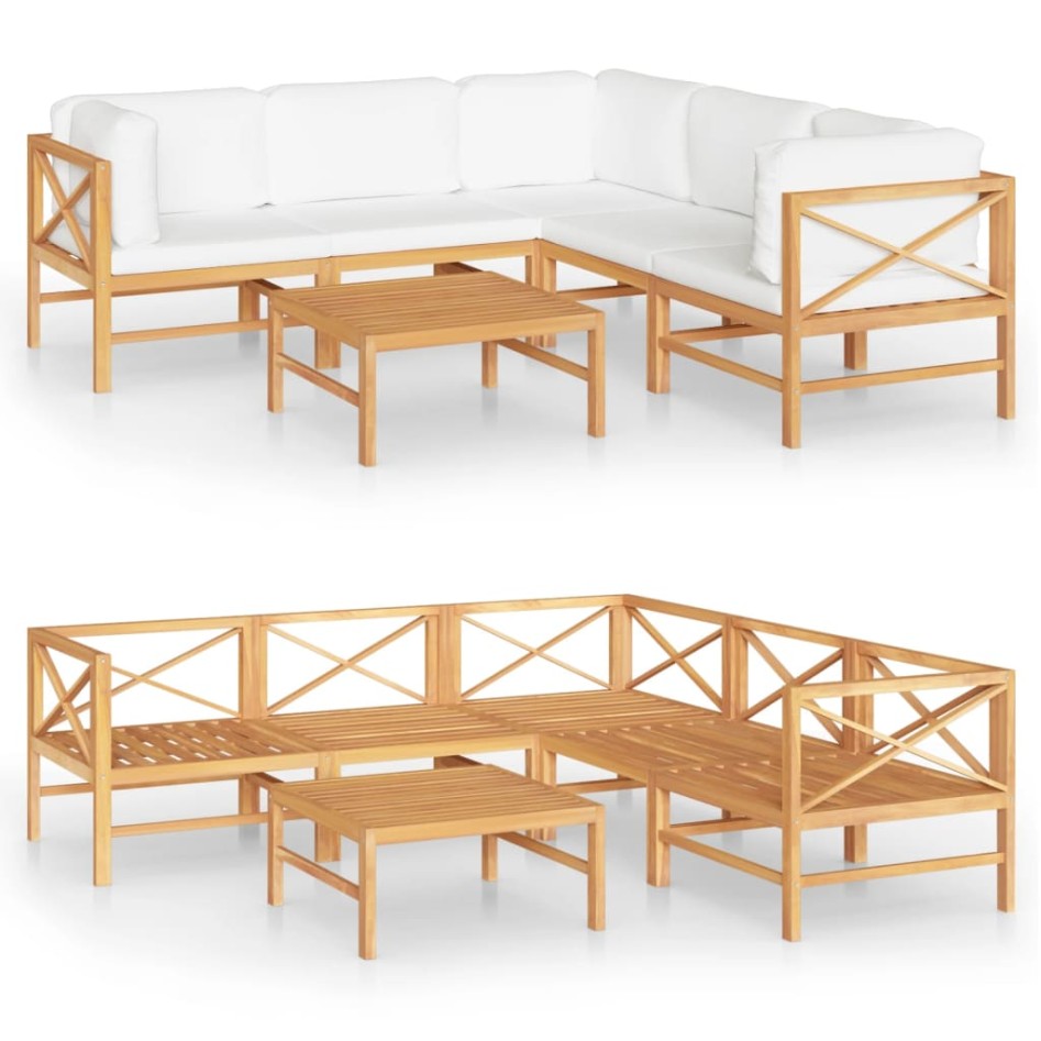 Set de muebles de jardín 6 pzas madera de teca y cojines