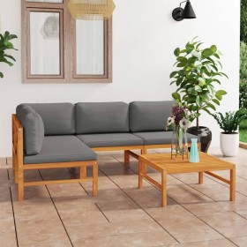 Set de muebles de jardín 5 pzas madera de teca y cojines