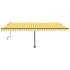 Toldo de pie retráctil manual amarillo y blanco 500x350