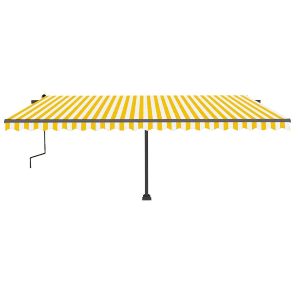 Toldo de pie retráctil manual amarillo y blanco 500x350
