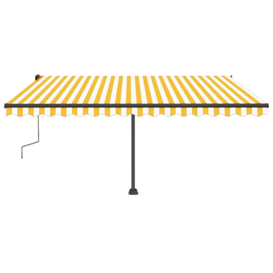 Toldo de pie manual retráctil amarillo y blanco 400x350