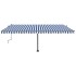 Toldo de pie retráctil manual azul y blanco 500x300