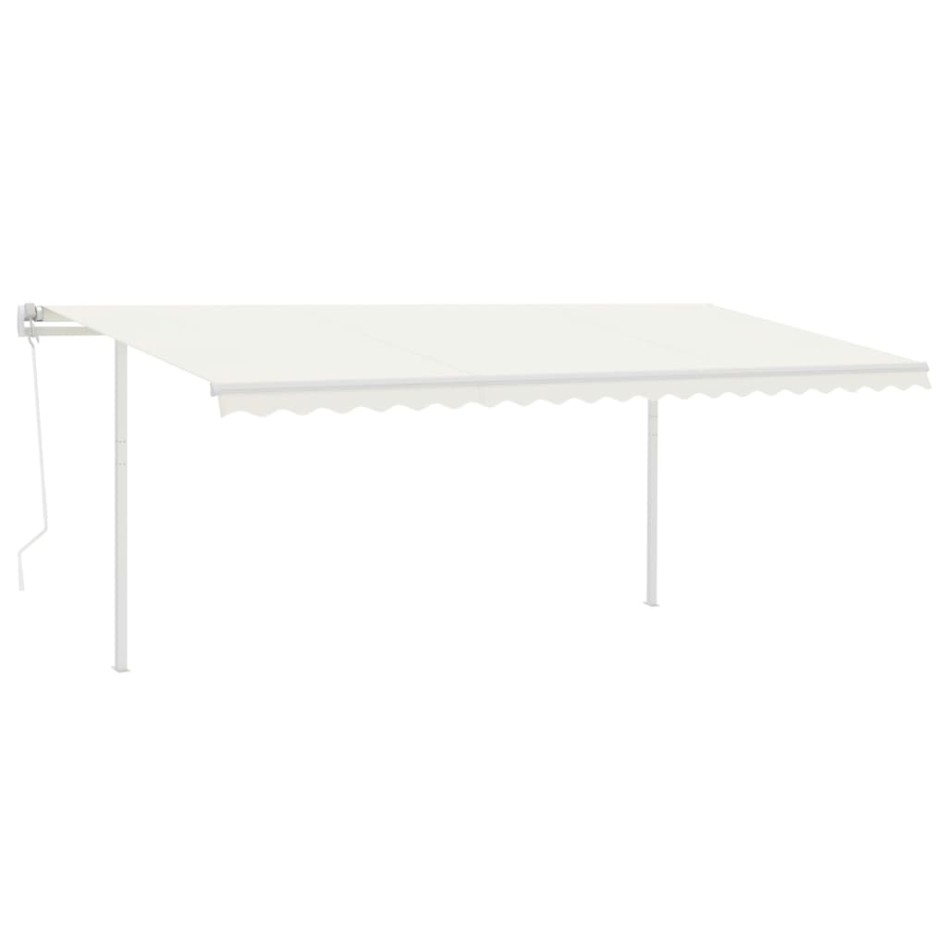 Toldo retráctil automático con postes crema 5x3,5