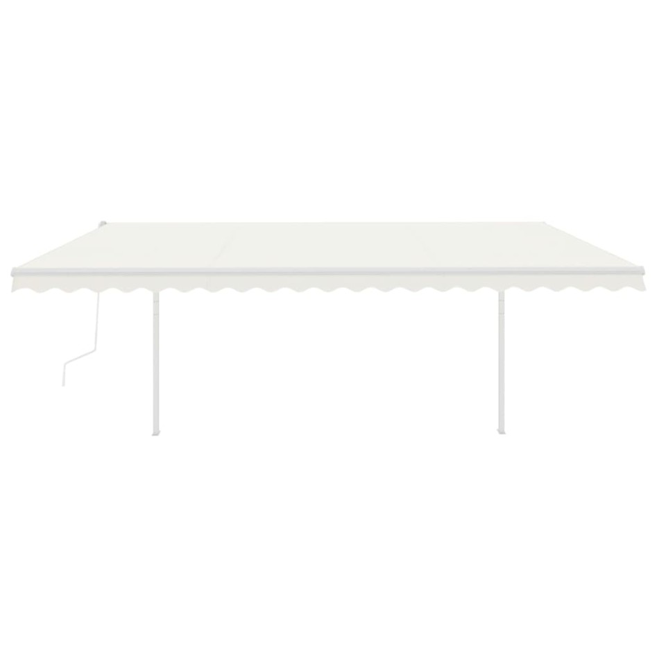 Toldo retráctil automático con postes crema 5x3,5