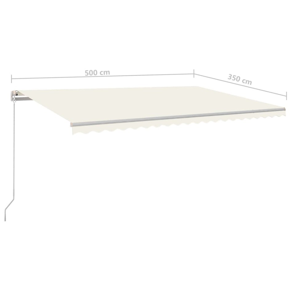 Toldo retráctil automático con postes crema 5x3,5