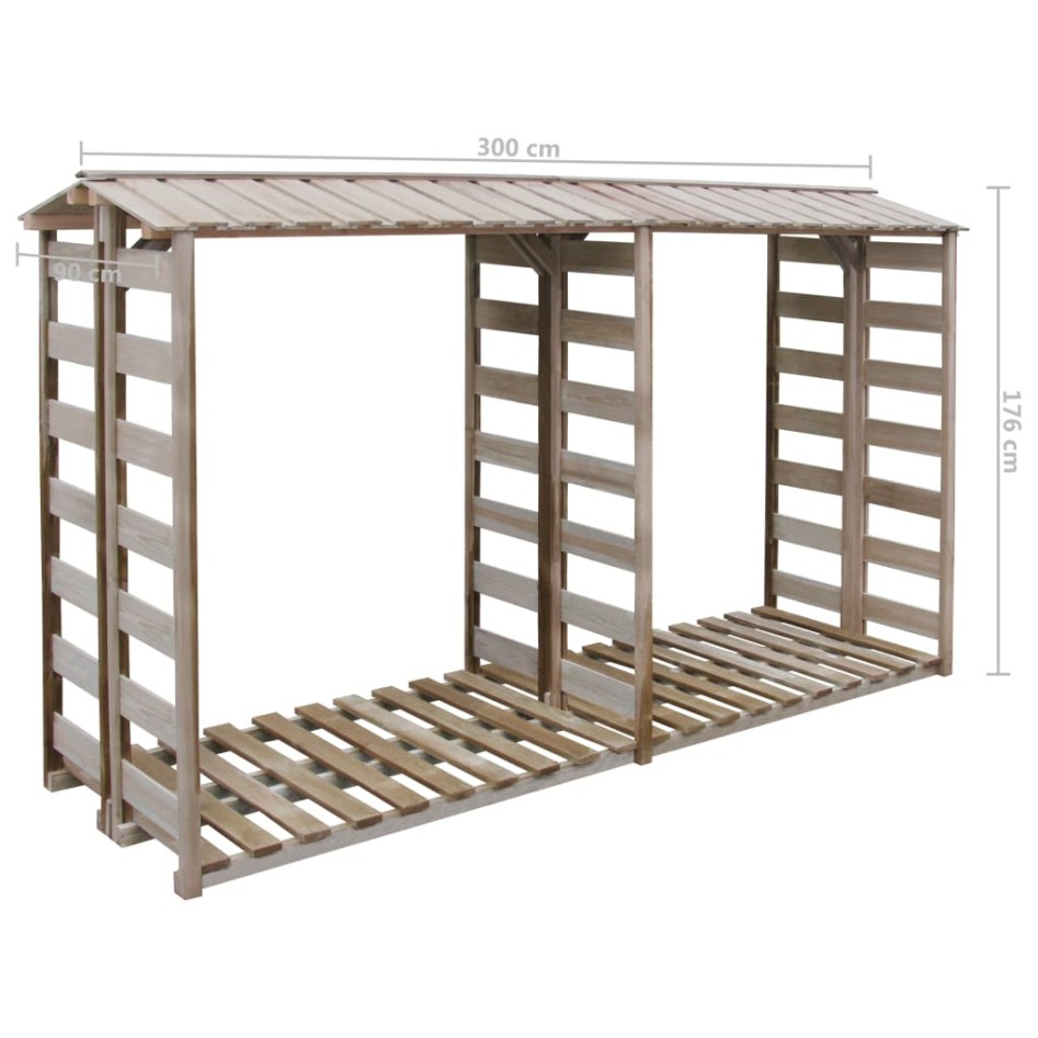 Caseta para leña madera de pino impregnada 300x90x176
