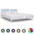 Estructura de cama con LED de cuero sintético blanco 180x200