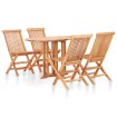 Set de comedor de jardín plegable 5 piezas madera maciza teca