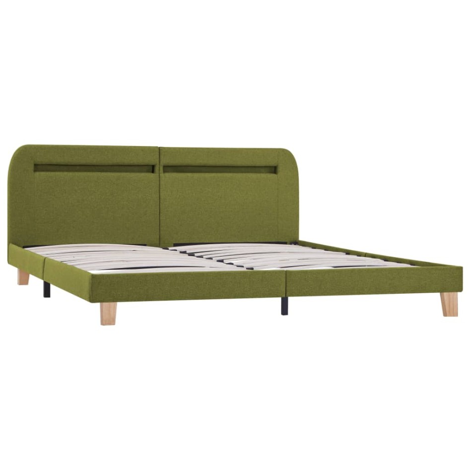 Estructura de cama con LED tela verde 180x200