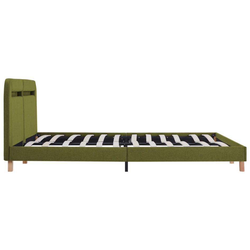 Estructura de cama con LED tela verde 180x200
