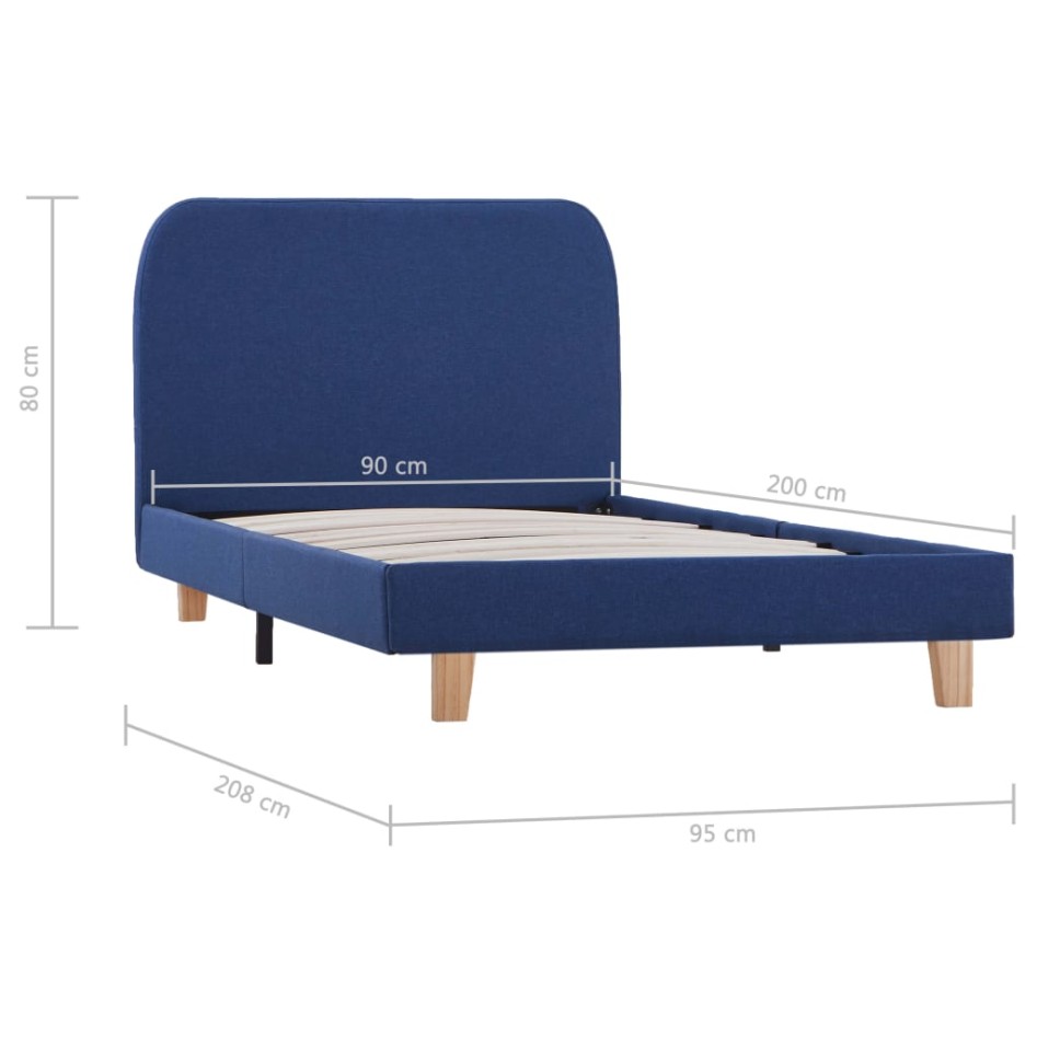 Estructura de cama de tela azul 90x200