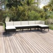 Set de muebles de jardín 7 pzas cojines ratán sintético negro