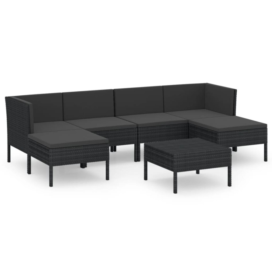 Set de muebles de jardín 7 pzas cojines ratán sintético