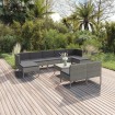 Set de muebles de jardín 10 pzas y cojines ratán sintético gris