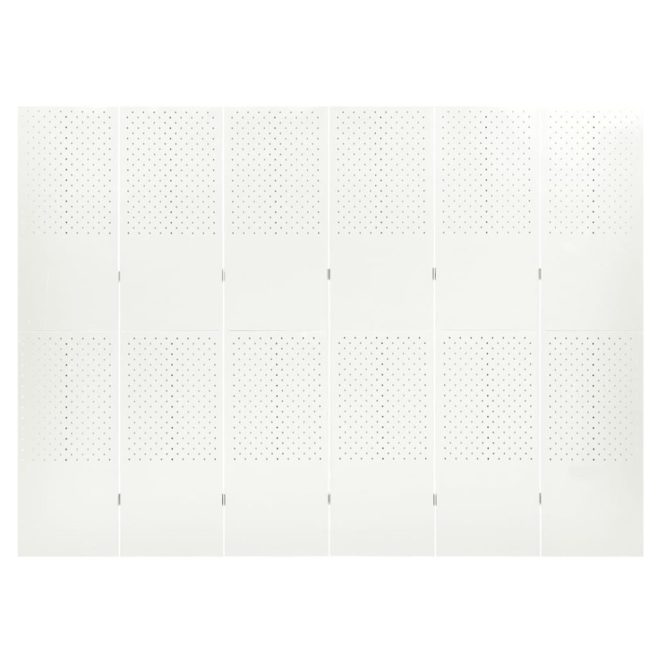 Biombos divisores de 6 paneles 2 uds blanco acero 240x180