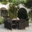 Set de comedor de jardín 9 pzas y cojines ratán sintético negro