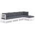 Muebles de jardín 5 pzas con cojines blanco madera de