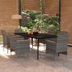 Juego de comedor de jardín 7 piezas con cojines gris y negro