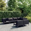Sofás de jardín 7 piezas y cojines ratán sintético gris oscuro