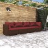 Set muebles de jardín 4 piezas y cojines ratán sintético