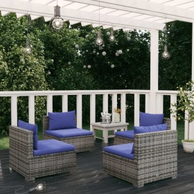 Set de muebles de jardín 4 pzas y cojines ratán sintético