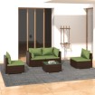 Set sofás de jardín 5 piezas y cojines ratán sintético marrón