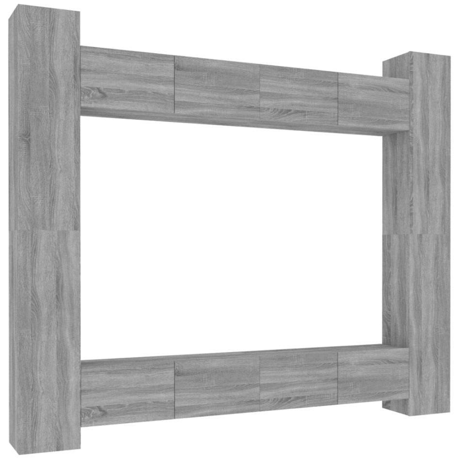 Set de muebles para TV 8 pzas madera contrachapada gris