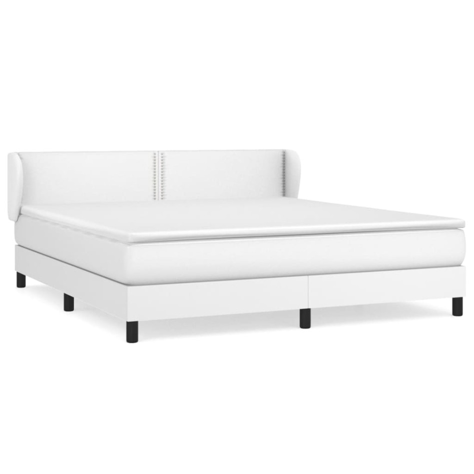 Cama box spring con colchón cuero sintético blanco 180x200