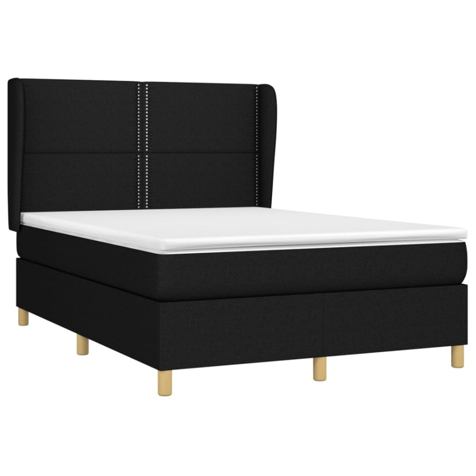 Cama box spring con colchón tela negro 140x190