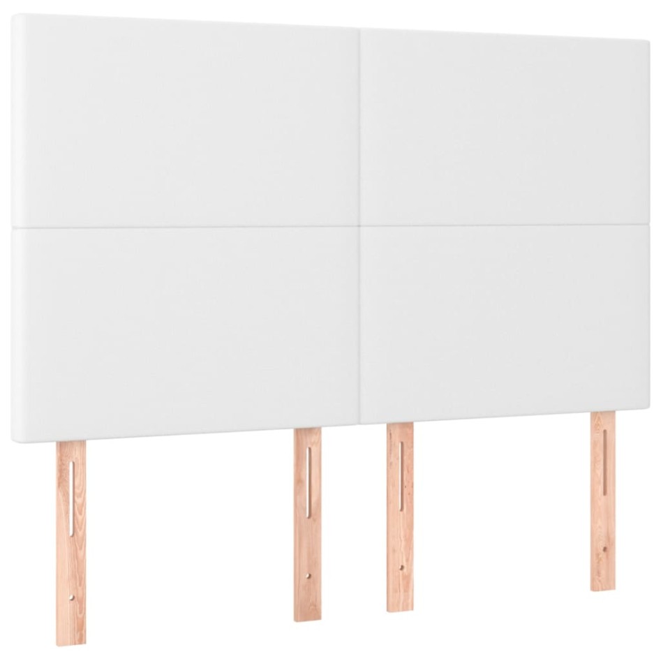 Cama box spring con colchón cuero sintético blanco