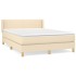 Cama box spring con colchón tela color crema 140x200
