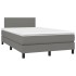 Cama box spring con colchón y LED tela gris oscuro 120x200