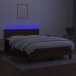 Cama box spring colchón luces LED tela marrón oscuro
