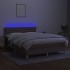 Cama box spring con colchón LED tela gris taupe 140x200
