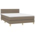 Cama box spring con colchón LED tela gris taupe 140x200