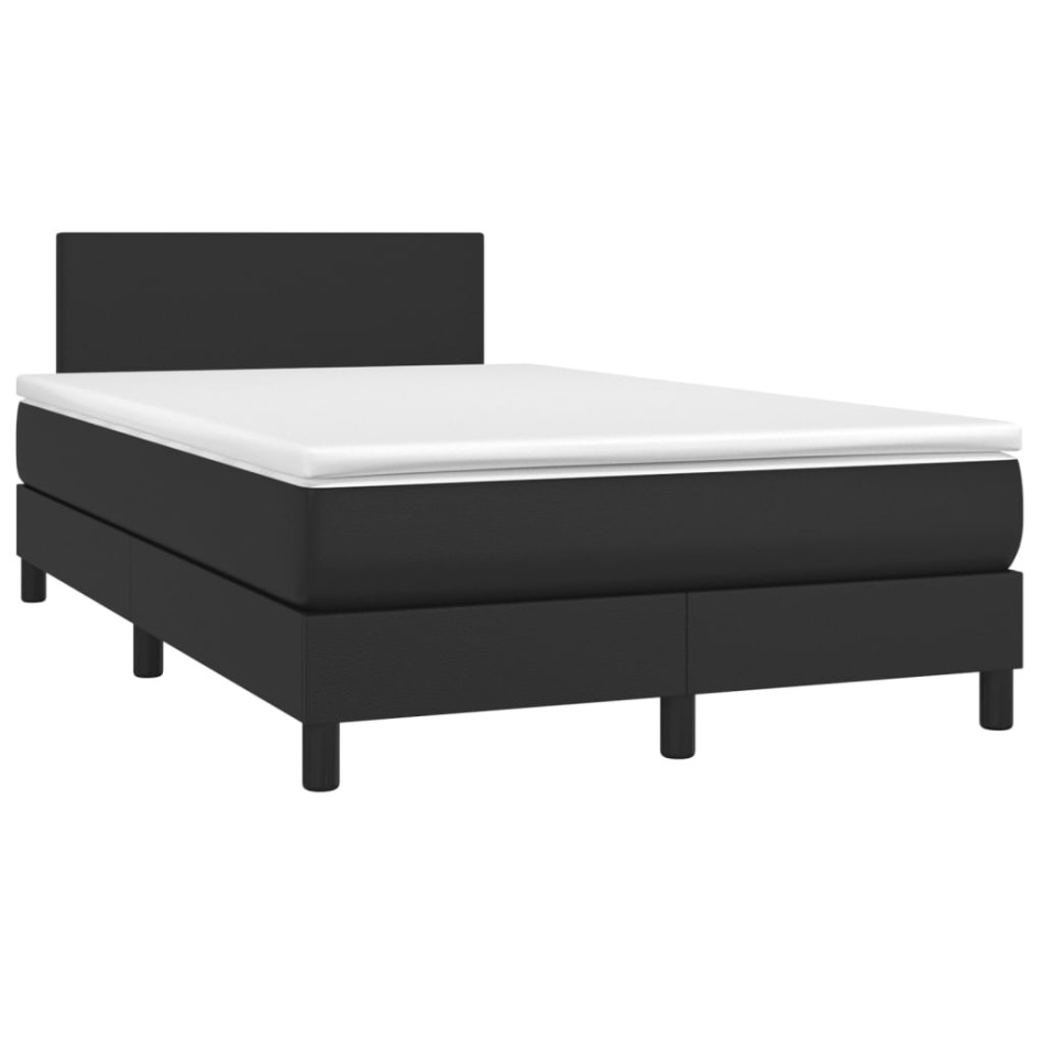 Cama box spring colchón y LED cuero sintético negro 120x200
