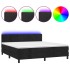 Cama box spring colchón y LED terciopelo negro 180x200