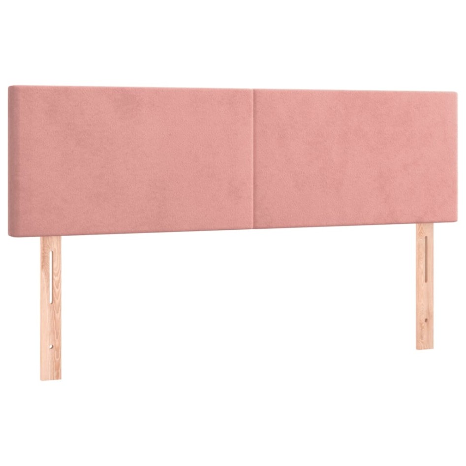 Cama box spring colchón y LED terciopelo rosa 140x200