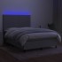 Cama box spring colchón y luces LED tela gris claro 140x200