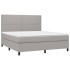 Cama box spring colchón y luces LED tela gris claro 160x200