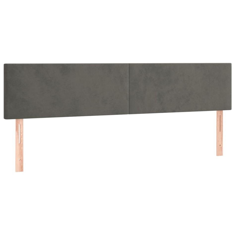 Cama box spring colchón y LED terciopelo gris oscuro 160x200