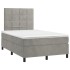 Cama box spring colchón y LED terciopelo gris claro 120x200