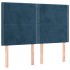 Cama box spring colchón y LED terciopelo azul oscuro 140x190