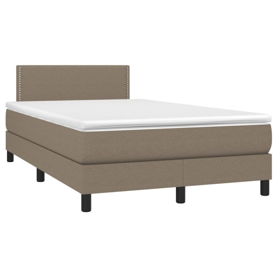 Cama box spring con colchón tela gris taupe 120x200