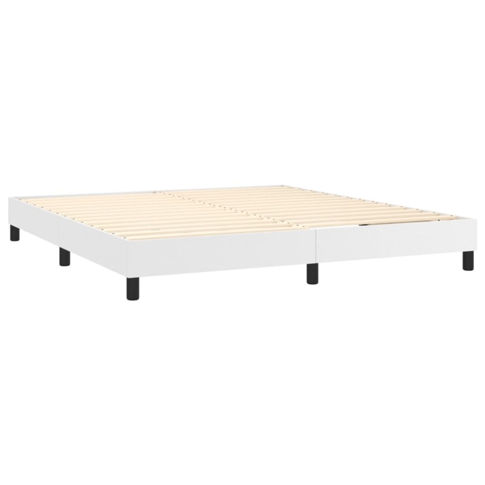 Cama box spring con colchón cuero sintético blanco 180x200