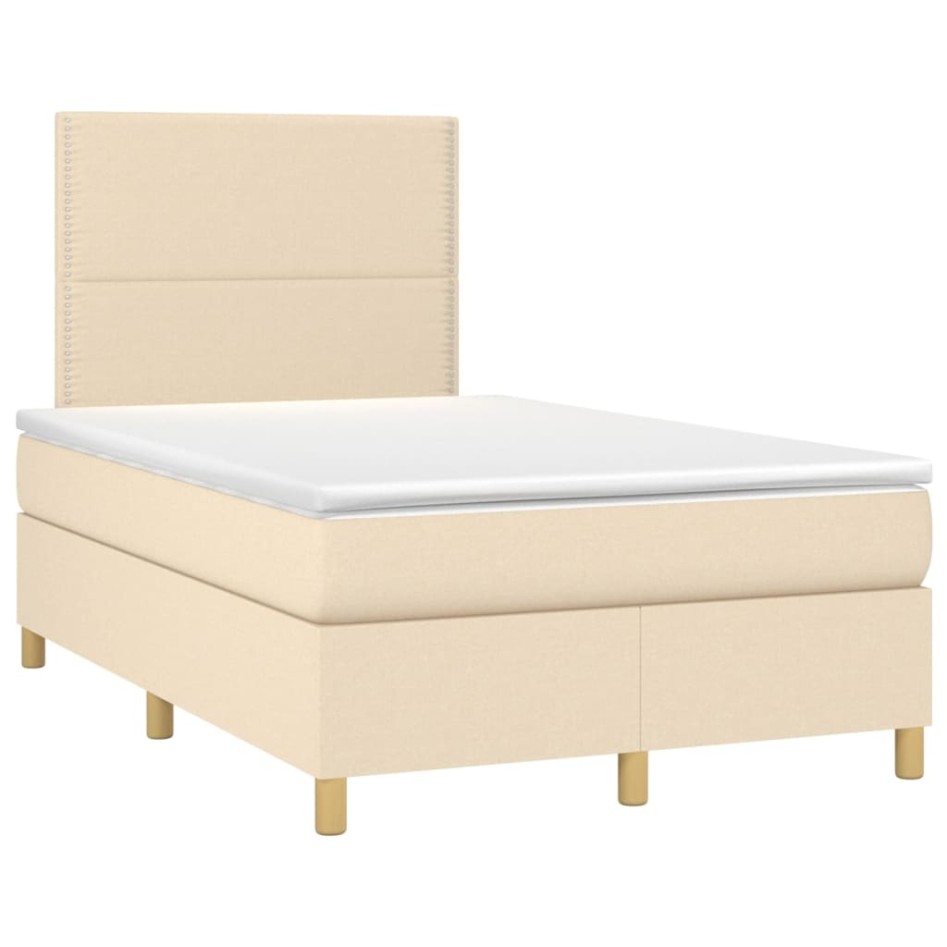Cama box spring con colchón tela color crema 120x200